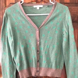 Green and grey cardigan w hearts